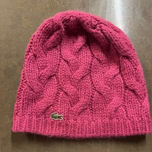 Lacoste pink beanie